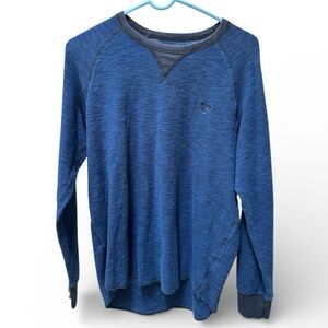 American Eagle Outfitters Men's Heathered Blue Crewneck Sweater